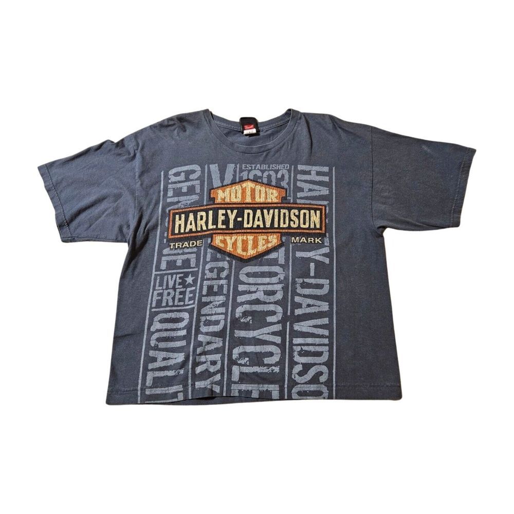 Harley Davidson Gray Chunky River Cropped Short Sleeve T-Shirt Adult Size L